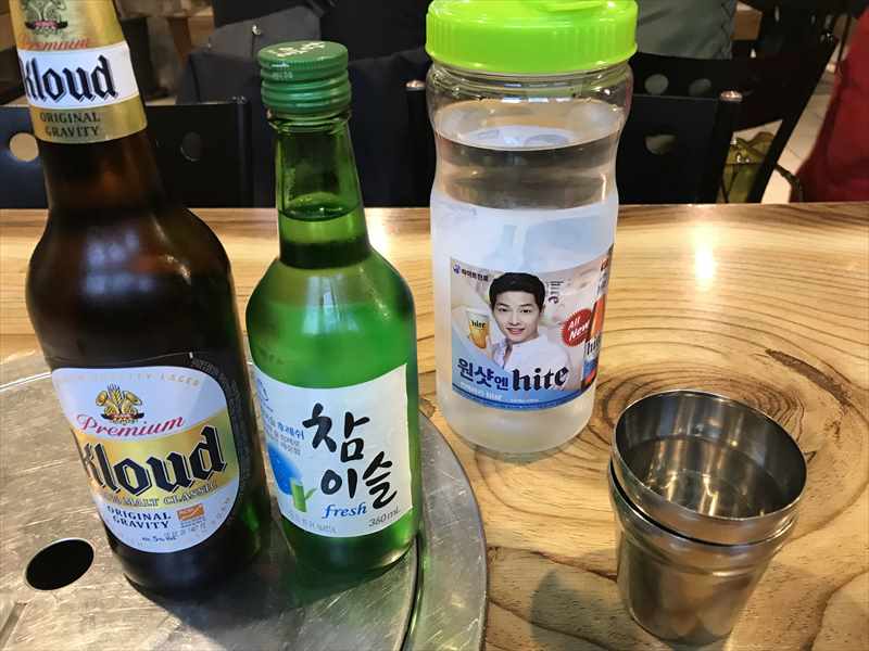 韓国ビールのクラウドとソジュ