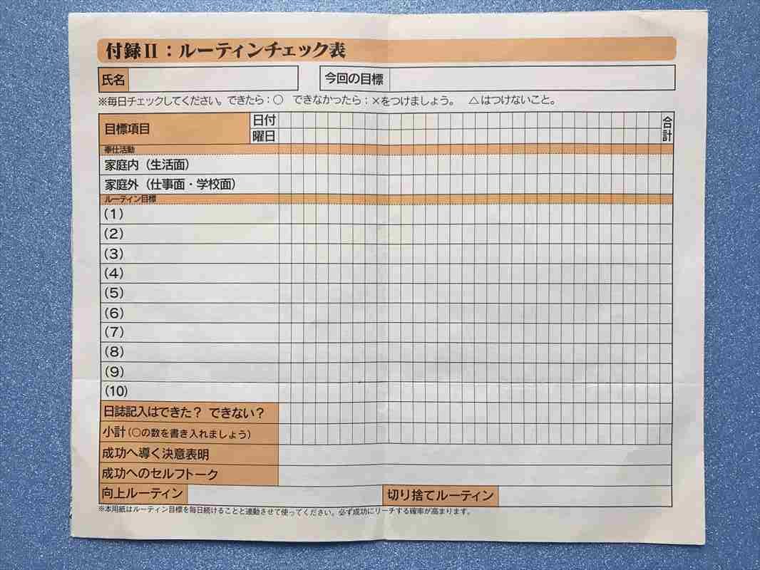 ルーティンチェック表