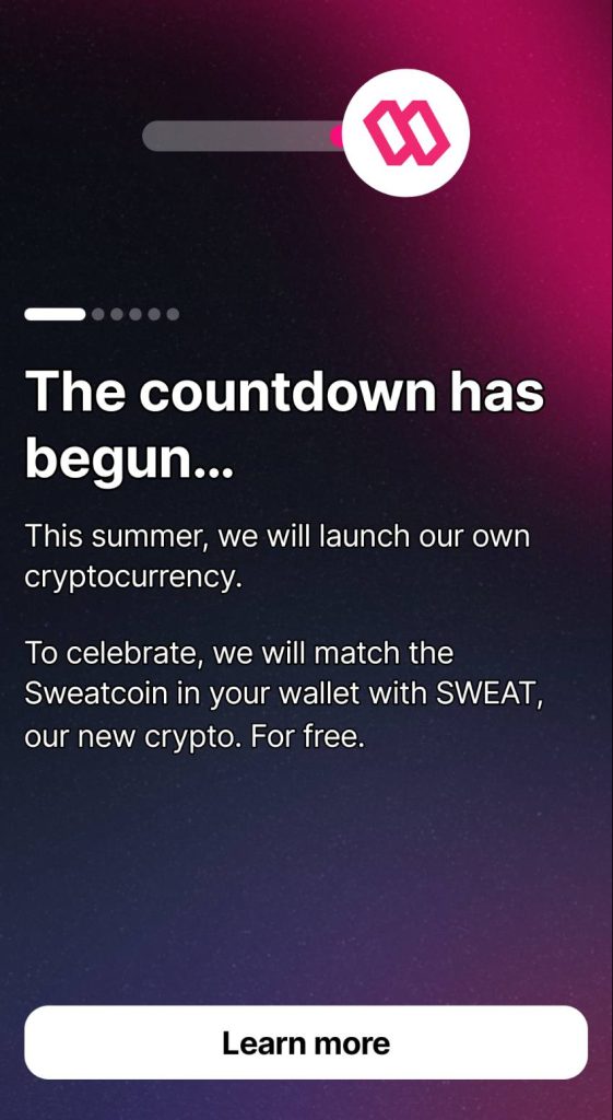 Sweatcoin アプリ　ホーム画面 ウォレット作成