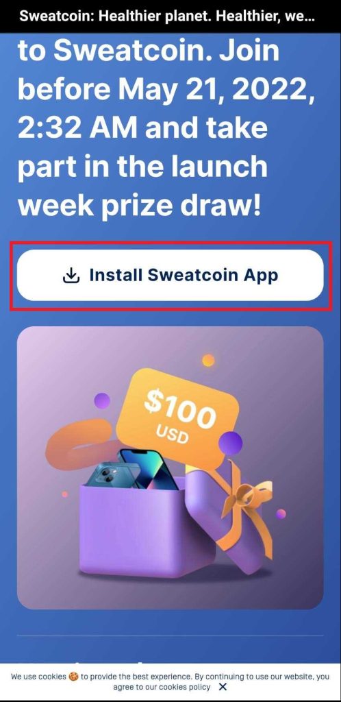 Sweatcoin アプリ　インストール画面